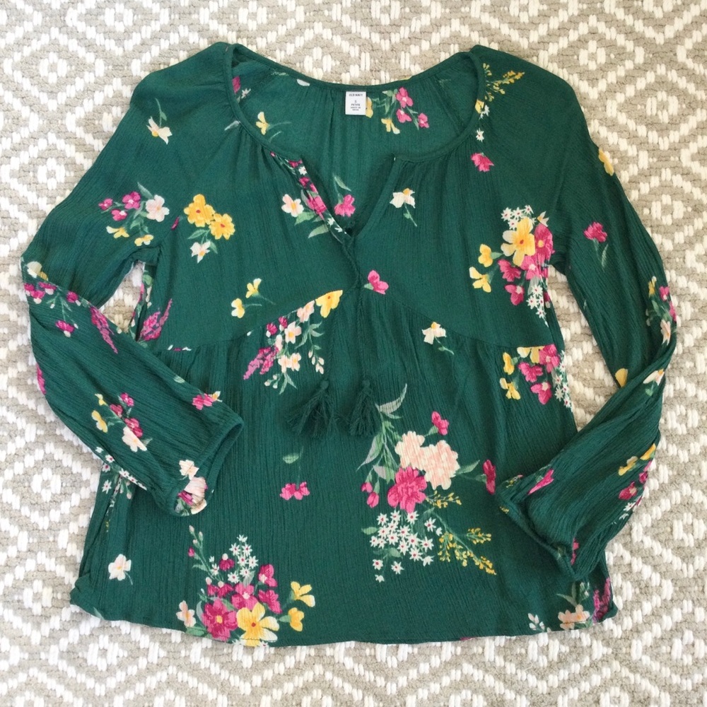 Green Floral Boho Top